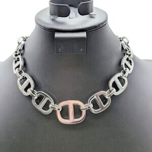 Cult Gaia Reyes Silver Tone Heavy Chain Toggle Clasp 17.5" Necklace